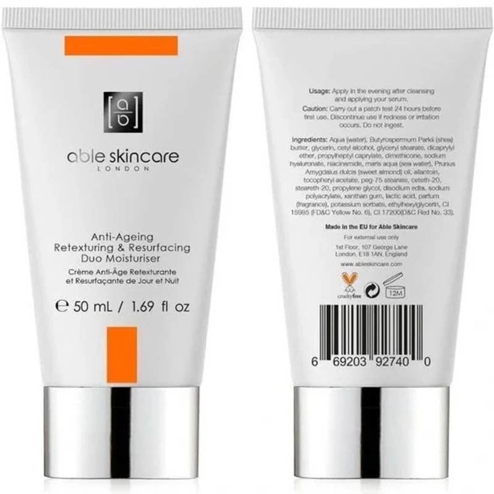 Able Skincare London Anti-Ageing Retexturizing & Resurfacing Duo Moisturizer